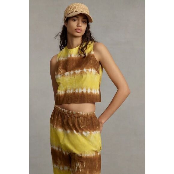 NEW Anthropologie WHIT TWO Striped Tie-Dye Pullover Pant & Top Set Medium Petite - Picture 2 of 4